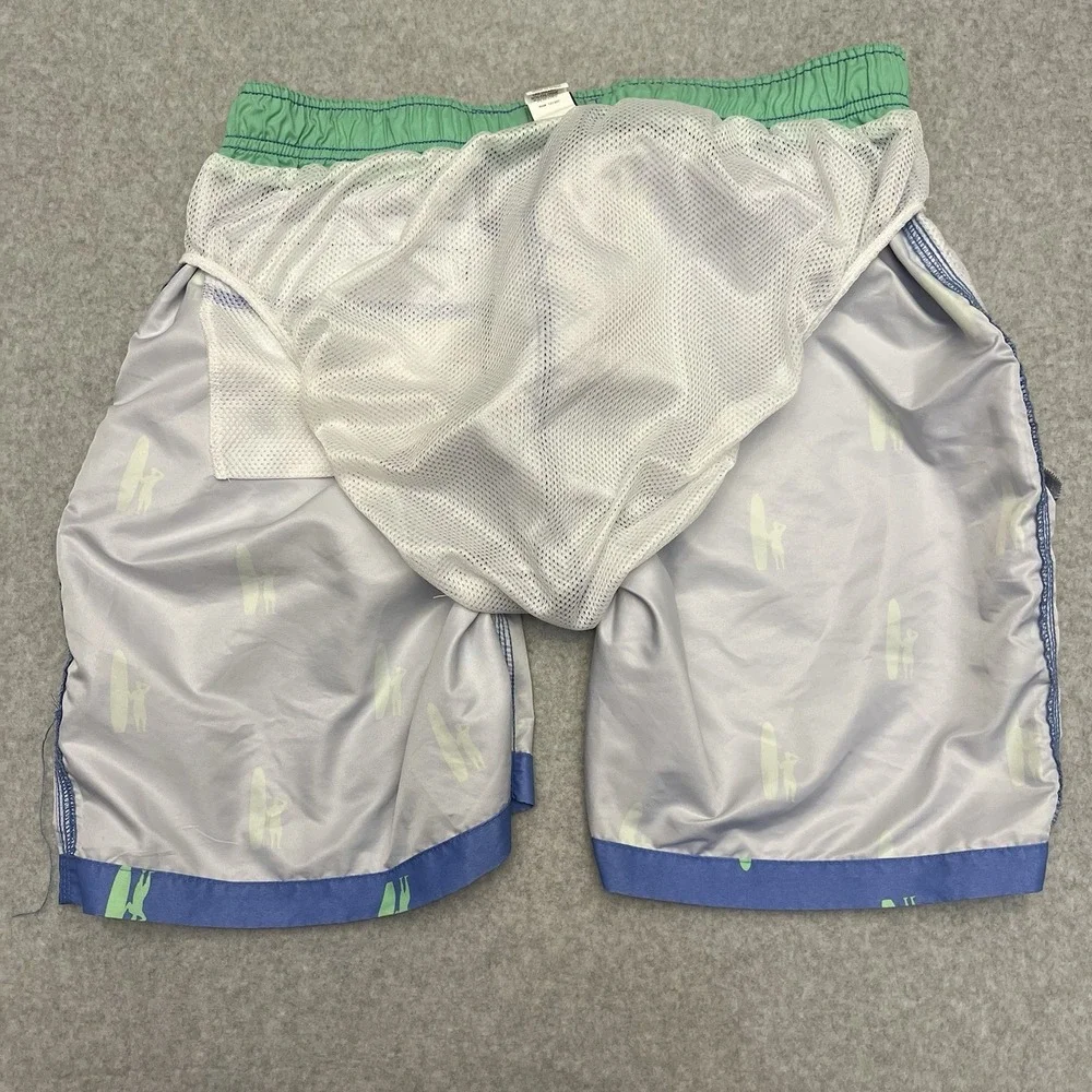 Johnnie O Swim Trunks Men's XL Blue Surf Board AOP Drawstring Beach Resort Sun